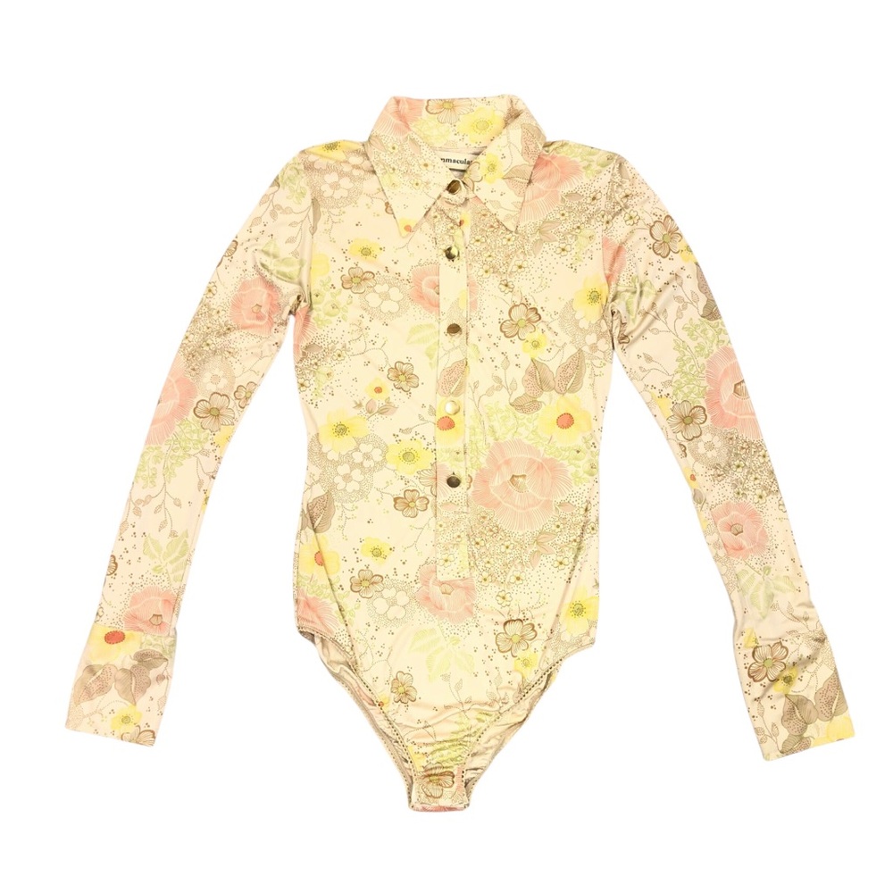 Stoned Immaculate Floral Long Sleeve Bodysuit Women's Size Large Flower Print